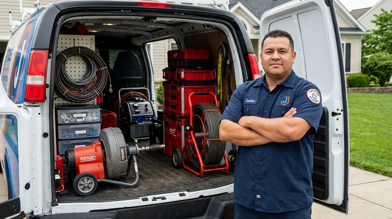 Professional drain cleaning equipment and Johns Plumbing LLC plumber in Caliente