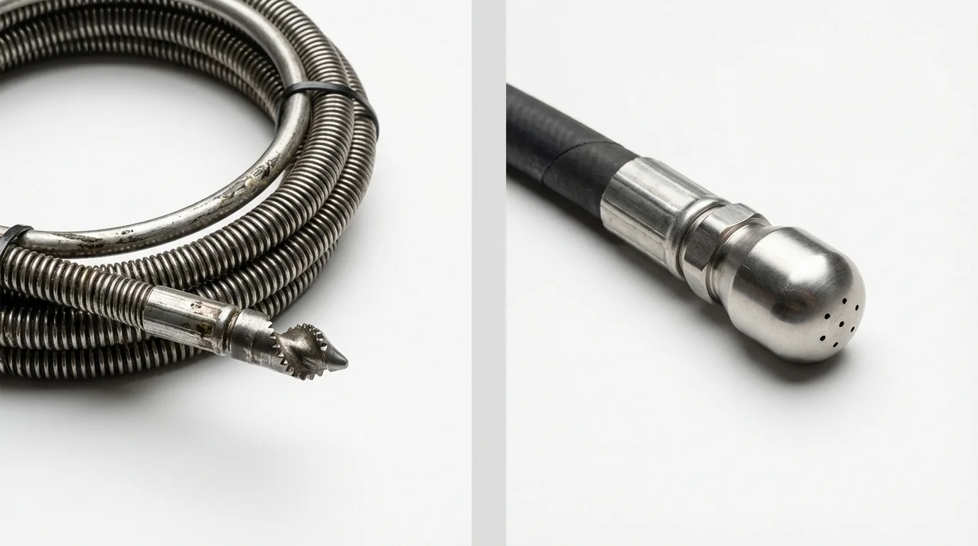 Drain snake cable and hydro jetting nozzle used for drain cleaning in Caliente, NV