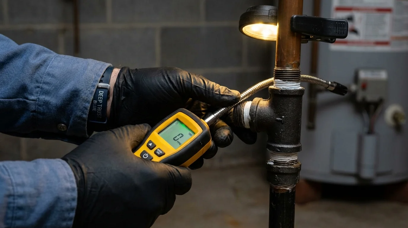 Gas leak detection with electronic sniffer by Johns Plumbing LLC in Caliente