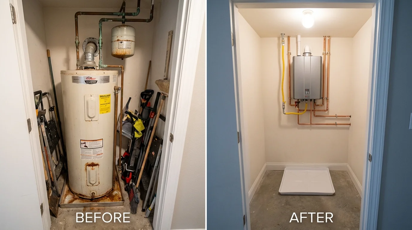 Tank water heater versus wall-mounted tankless unit comparison for Caliente, NV homeowners