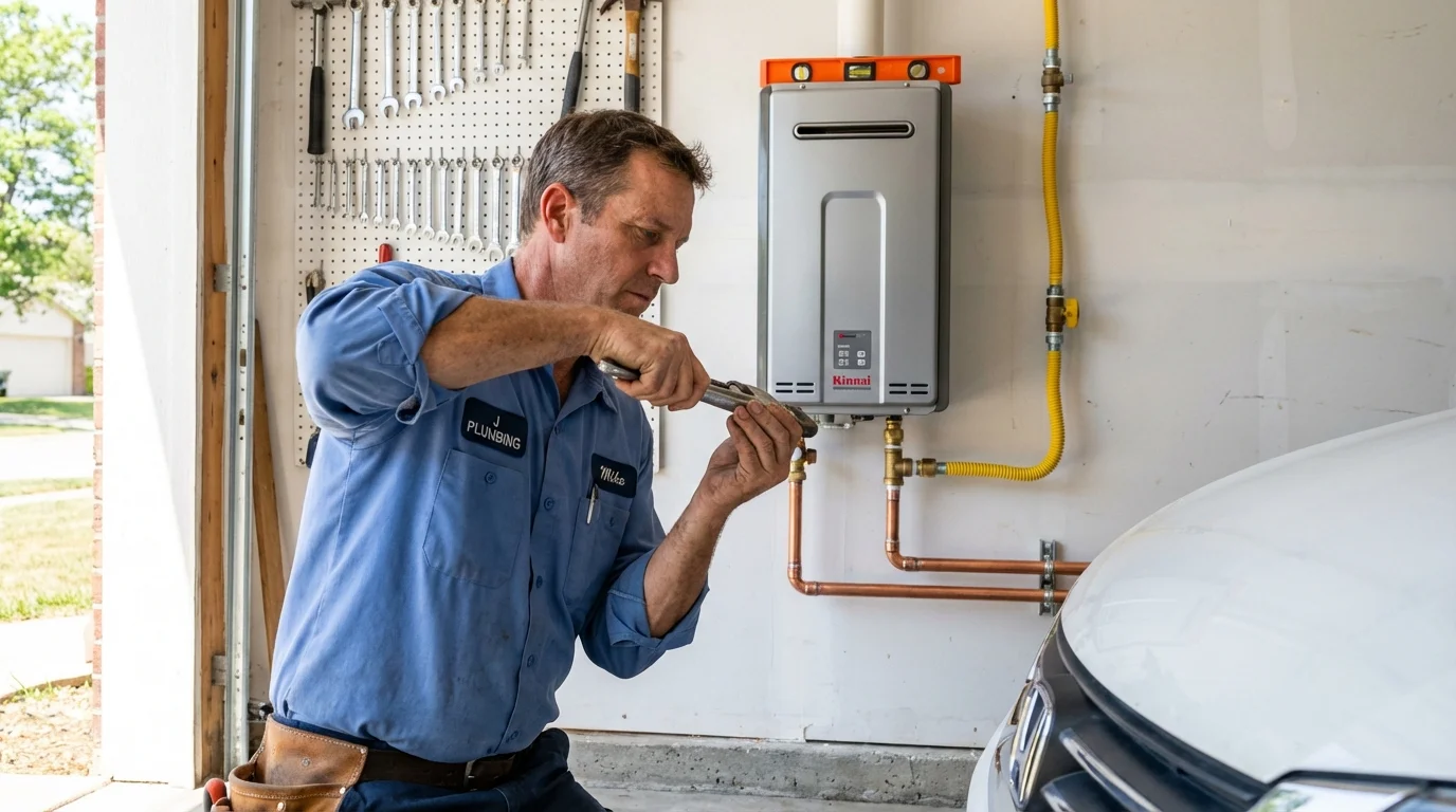 Tankless water heater installation by a Johns Plumbing LLC plumber in Caliente